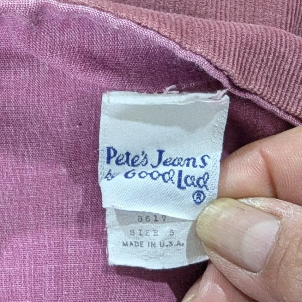 Vintage Petes Jeans by Good Lad Girls SZ‎ 5 Corduroy Jumper Dress Heart Lace USA